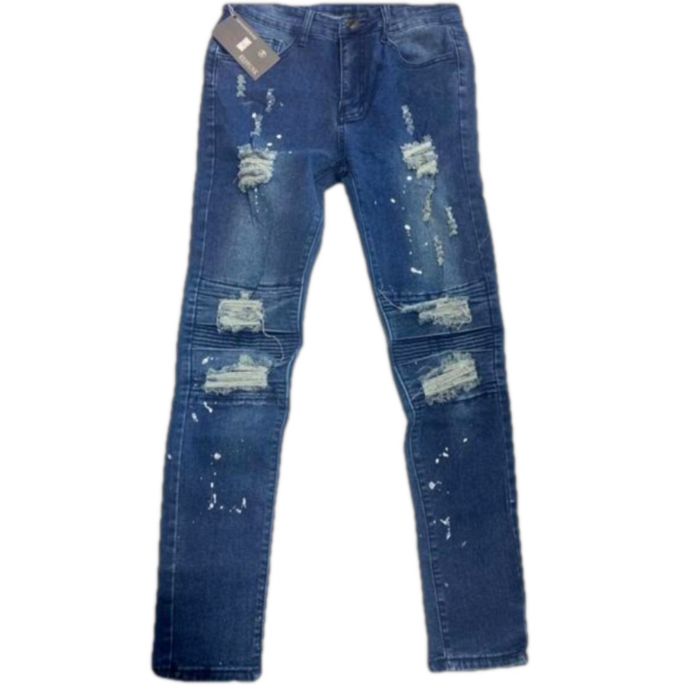 Mens Distressed Skinny Jeans Bikercore Moto Streetwear 2 Sizes Avail 32 & 36 NWT
